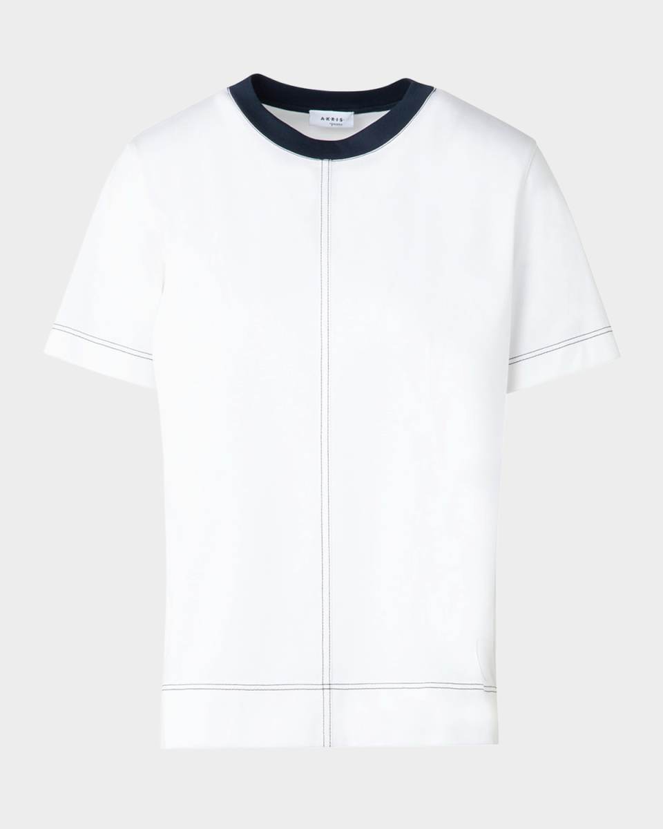 Colorblock Seamed Short-Sleeve Cotton Jersey T-Shirt